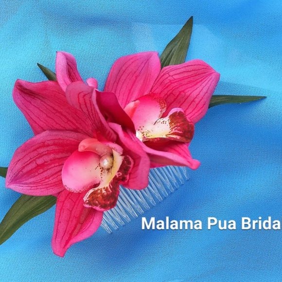 Hawaiian Silk Orchid Hair Clip - Picture 3 of 9